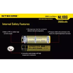 Nitecore 18650 Li-ion Battery (2600mAh) NL1826 -Outdoor Gear Pro 1 289