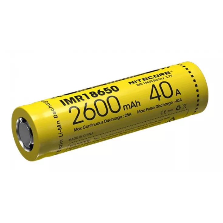 Nitecore Flat Top IMR 18650 Li-Mn Battery 2600mAh 1 Nitecore Flat Top IMR 18650 Li-Mn Battery 2600mAh