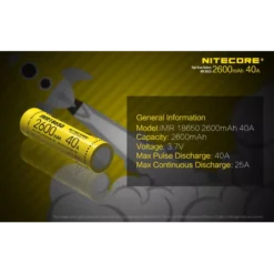 Nitecore Flat Top IMR 18650 Li-Mn Battery 2600mAh 12 Nitecore Flat Top IMR 18650 Li-Mn Battery 2600mAh -Outdoor Gear Pro NC IMR18650 2600 40A 2