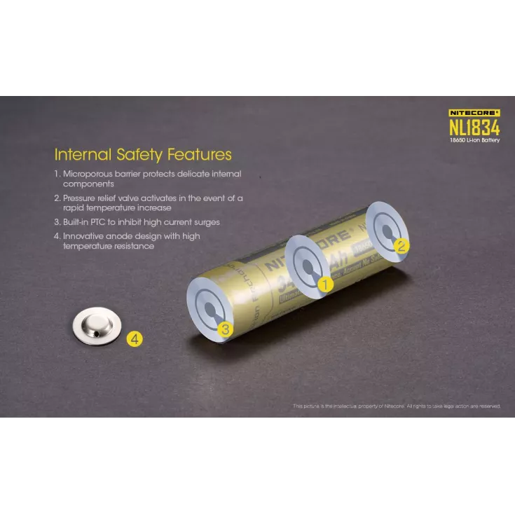 Nitecore 18650 Li-ion Battery (3400mAh) NL1834 3 Nitecore 18650 Li-ion Battery (3400mAh) NL1834 - Image 3