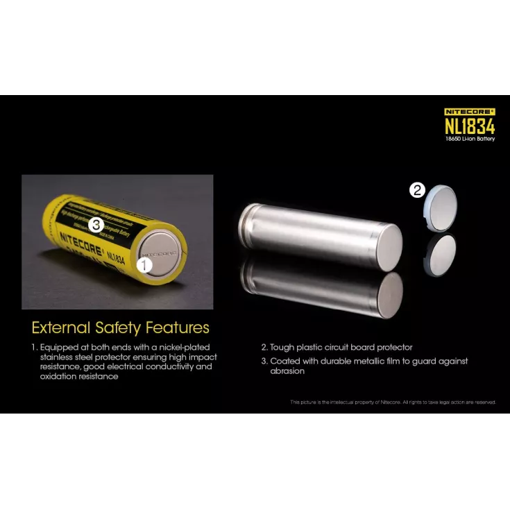 Nitecore 18650 Li-ion Battery (3400mAh) NL1834 4 Nitecore 18650 Li-ion Battery (3400mAh) NL1834 - Image 4