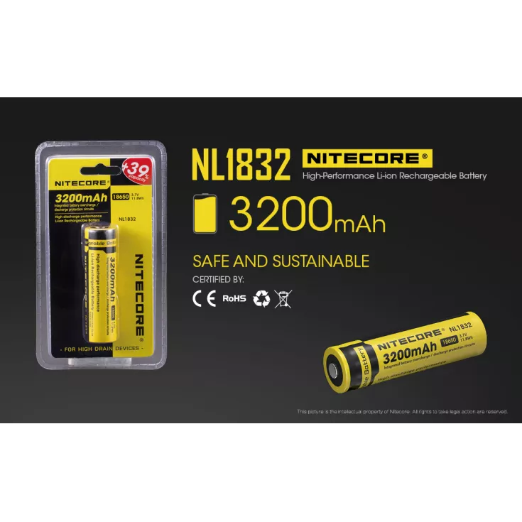 Nitecore 18650 Li-ion Battery (3200mAh) NL1832 2 Nitecore 18650 Li-ion Battery (3200mAh) NL1832 - Image 2