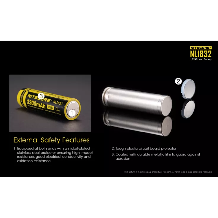 Nitecore 18650 Li-ion Battery (3200mAh) NL1832 4 Nitecore 18650 Li-ion Battery (3200mAh) NL1832 - Image 4