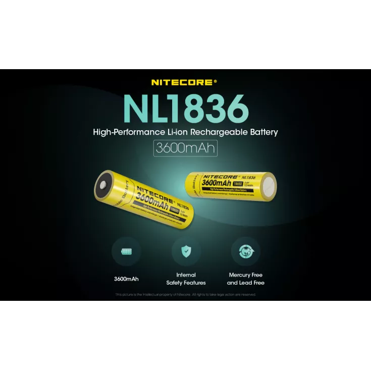 Nitecore 18650 Li-ion Battery (3600mAh) NL1836 2 Nitecore 18650 Li-ion Battery (3600mAh) NL1836 - Image 2