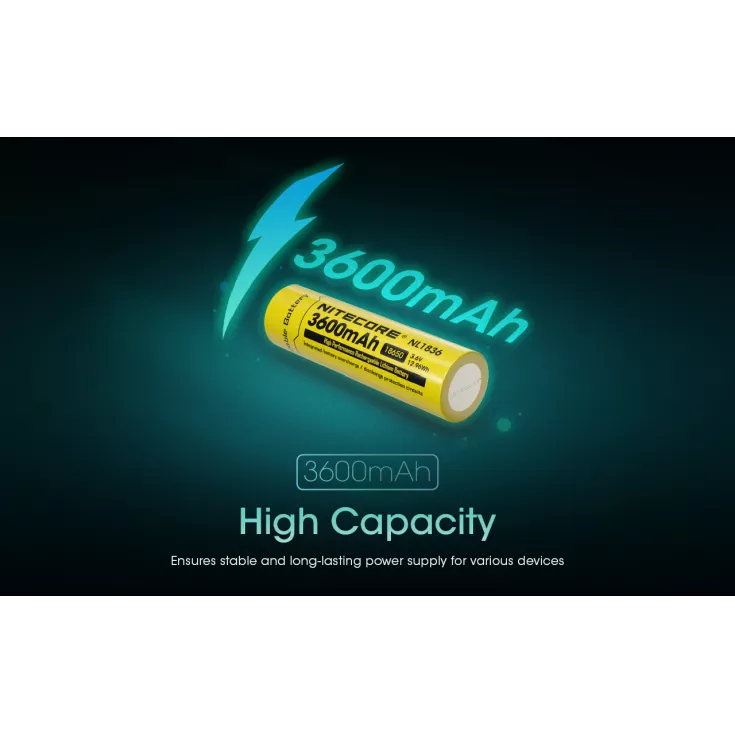 Nitecore 18650 Li-ion Battery (3600mAh) NL1836 3 Nitecore 18650 Li-ion Battery (3600mAh) NL1836 - Image 3