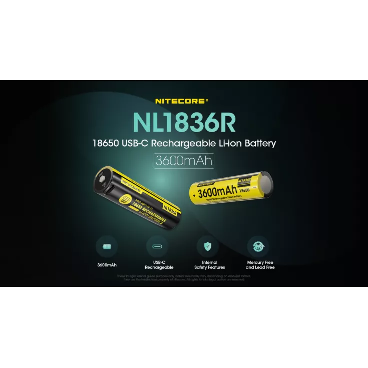 Nitecore NL1836R USB-C 18650 3600mAh Li-ion Battery 2 Nitecore NL1836R USB-C 18650 3600mAh Li-ion Battery - Image 2