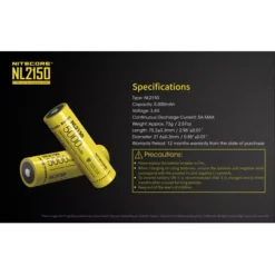 Nitecore 21700 NL2150 Li-ion Battery (5000mAh) -Outdoor Gear Pro Nitecore NL2150 9