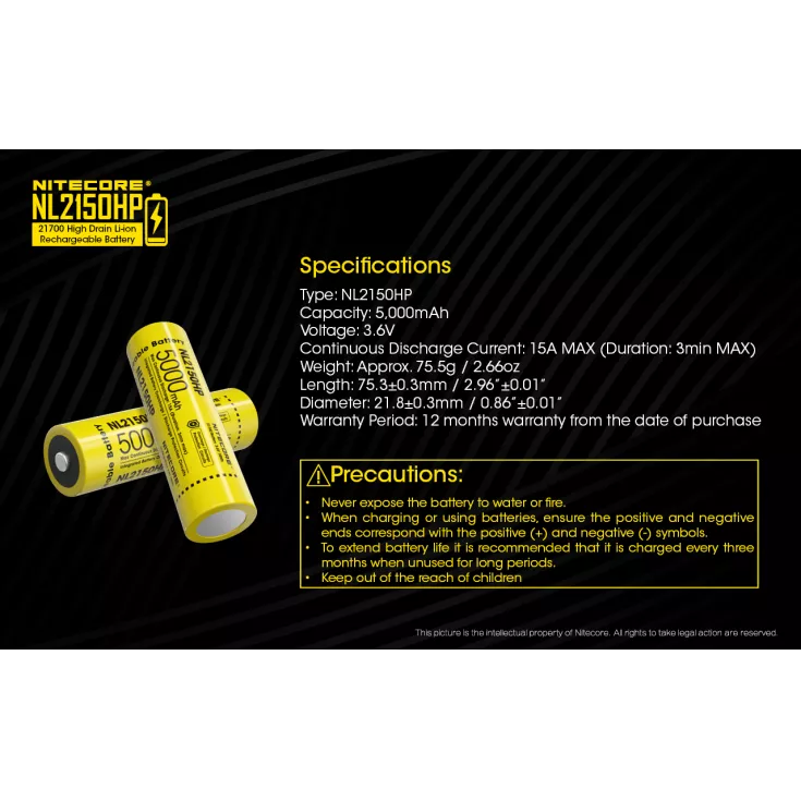 Nitecore 21700 NL2150HP Li-ion High Performance (5000mAh) 9 Nitecore 21700 NL2150HP Li-ion High Performance (5000mAh) - Image 9