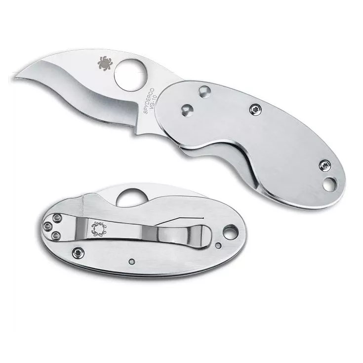 Spyderco Cricket - Stainless Handle & Plain Hawkbill Blade 1 Spyderco Cricket - Stainless Handle & Plain Hawkbill Blade