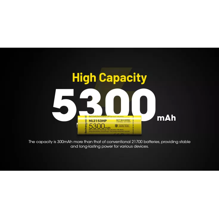 Nitecore 21700 NL2153HP Li-ion High Performance (5300mAh) Battery 6 Nitecore 21700 NL2153HP Li-ion High Performance (5300mAh) Battery - Image 6
