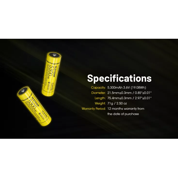 Nitecore 21700 NL2153HP Li-ion High Performance (5300mAh) Battery 3 Nitecore 21700 NL2153HP Li-ion High Performance (5300mAh) Battery - Image 3