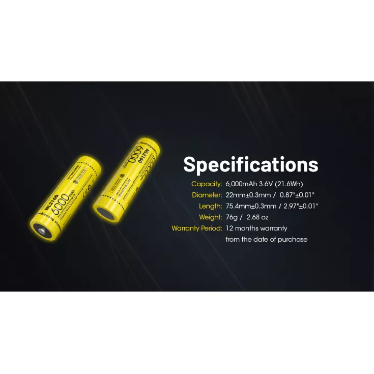 Nitecore 21700 NL2160 Li-ion Battery (6000mAh) 8 Nitecore 21700 NL2160 Li-ion Battery (6000mAh) - Image 8