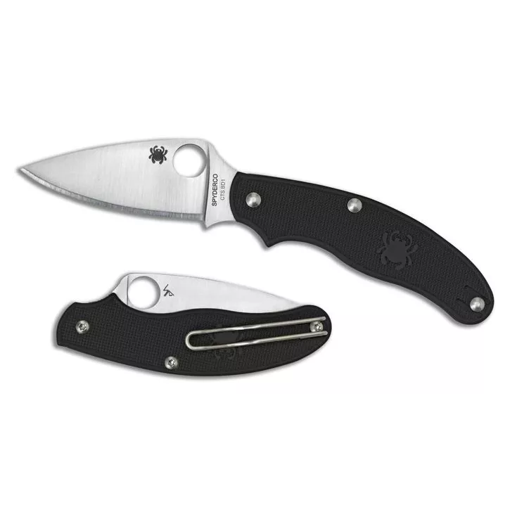 Spyderco UK Penknife - Black FRN Handle, Satin Leaf Plain Edge 1 Spyderco UK Penknife - Black FRN Handle, Satin Leaf Plain Edge
